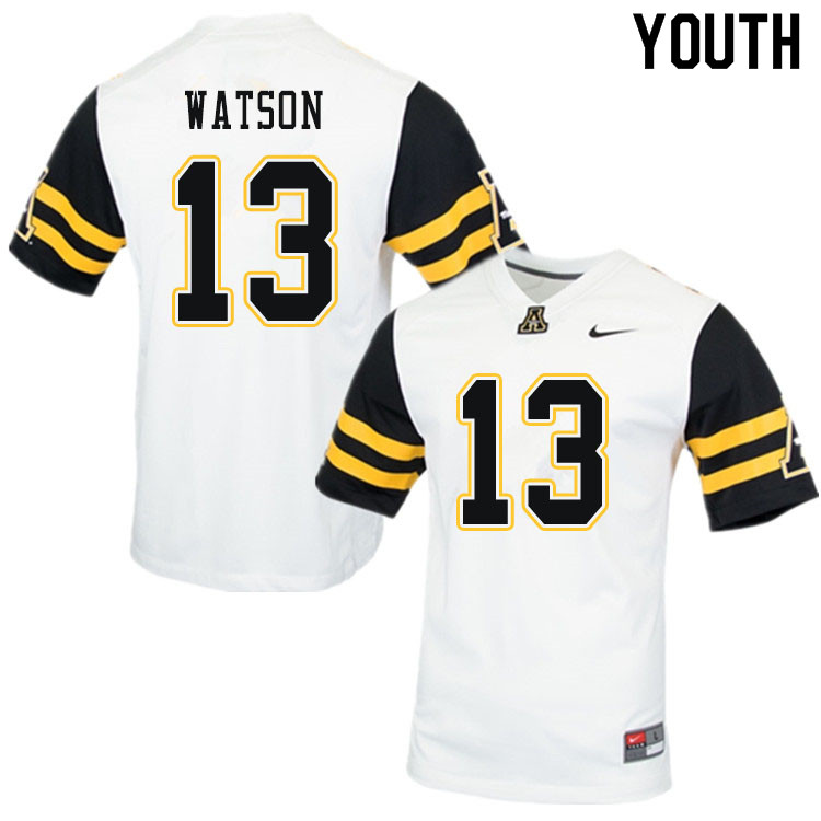 Youth #13 Keishawn Watson Appalachian State Mountaineers College Football Jerseys Sale-White